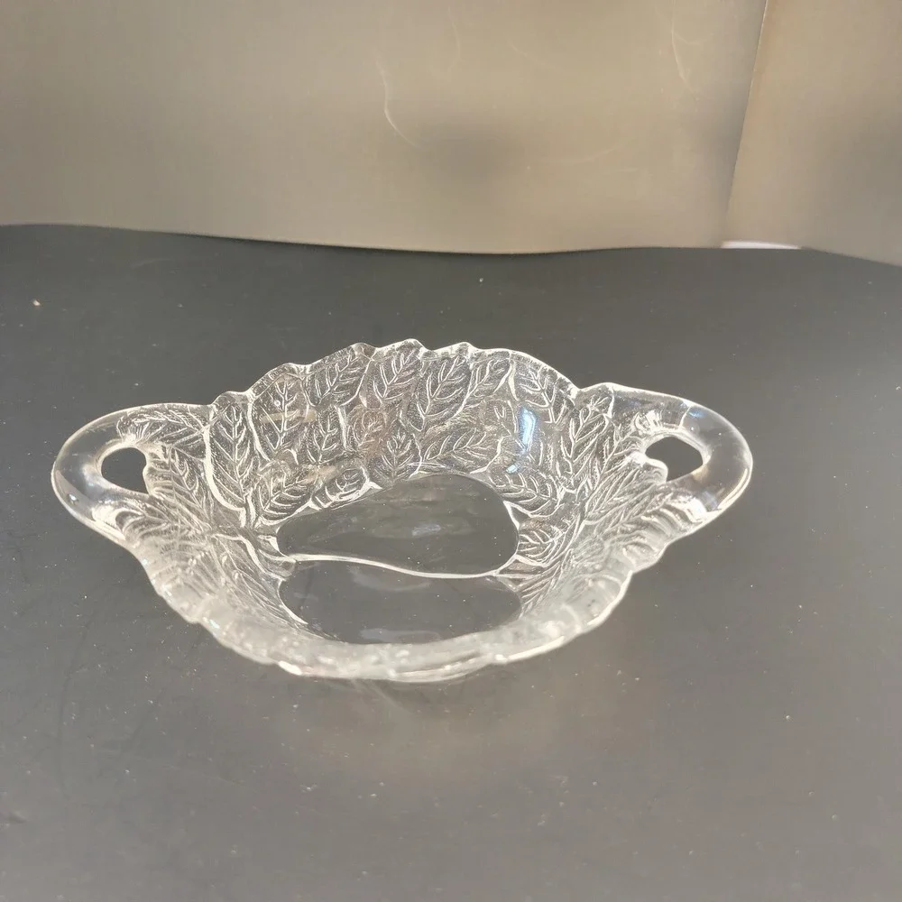 Vintage Indiana Glass Avocado Sweet Pear Clear Glass Relish Pickle Dish